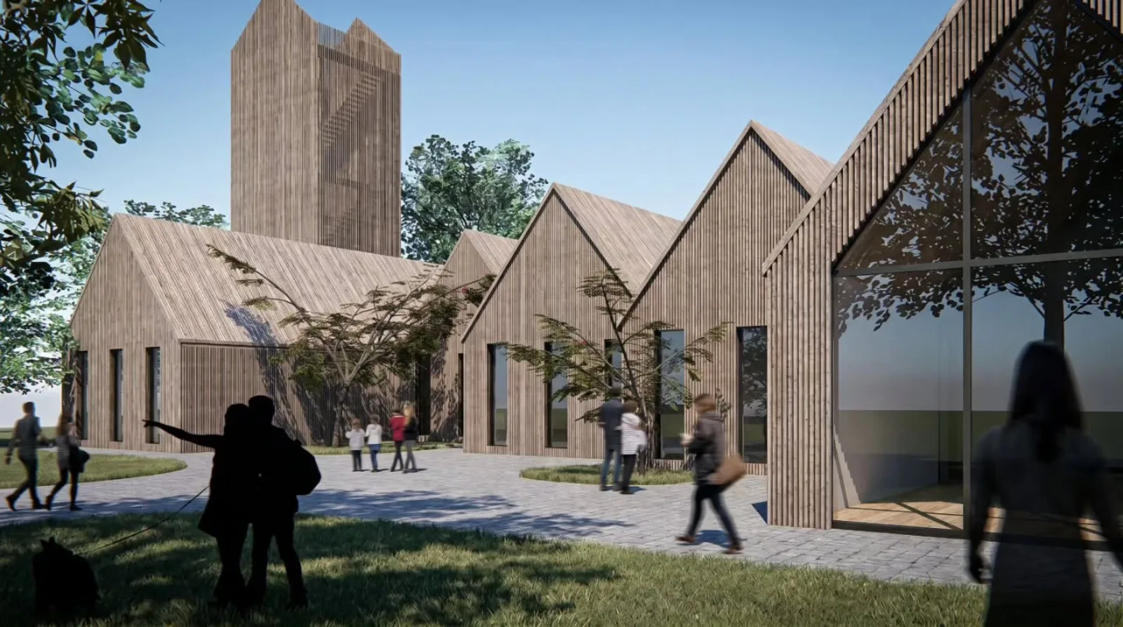 Ökologische Station | Holzbau-Entwurf Entwurf einer ökologischen Station aus Holz mit Satteldächern und Aussichtsturm